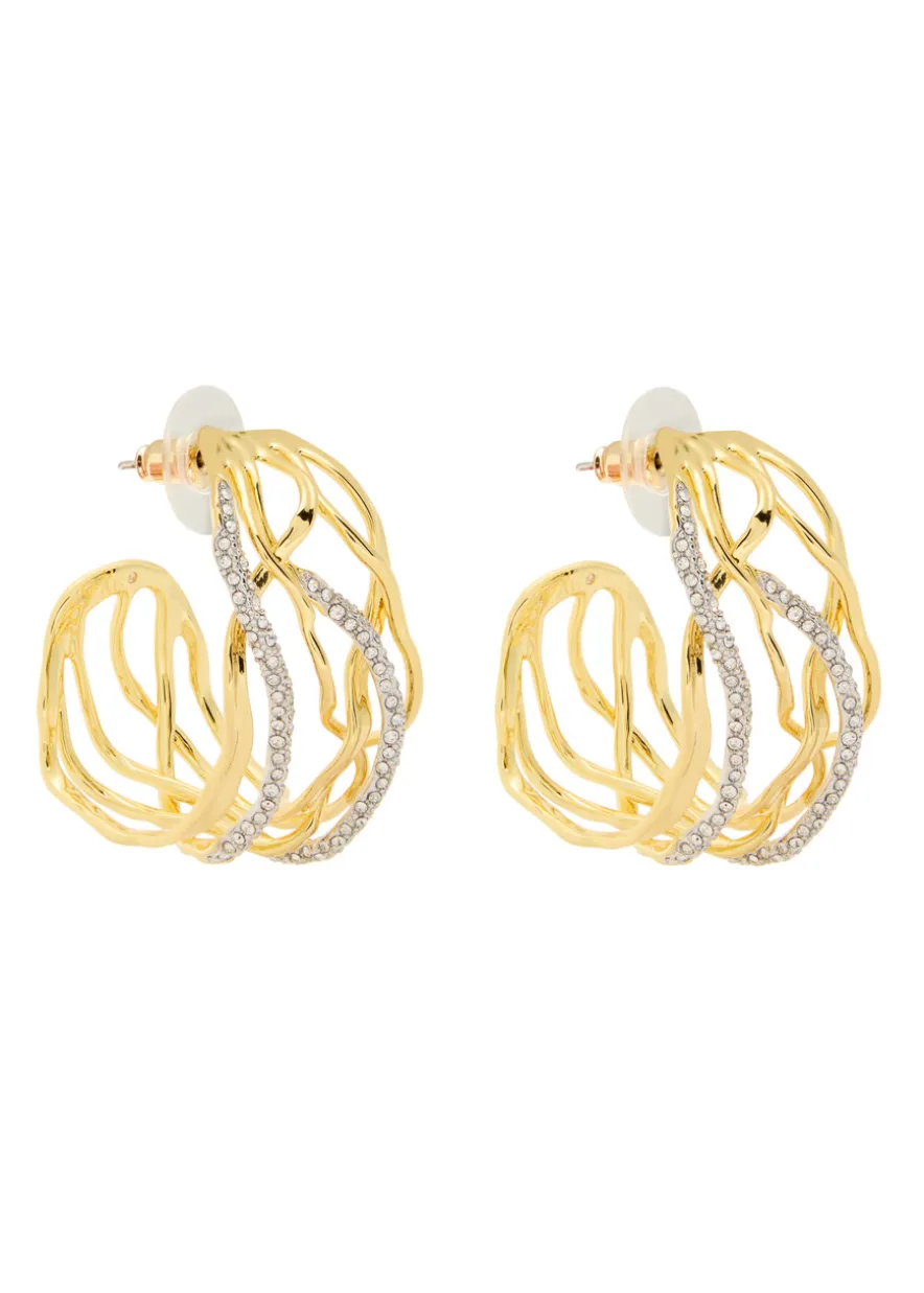Solanales two-tone 14kt gold-plated hoop earrings
