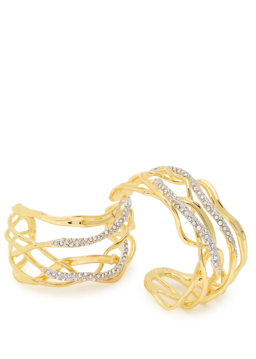 Solanales two-tone 14kt gold-plated hoop earrings