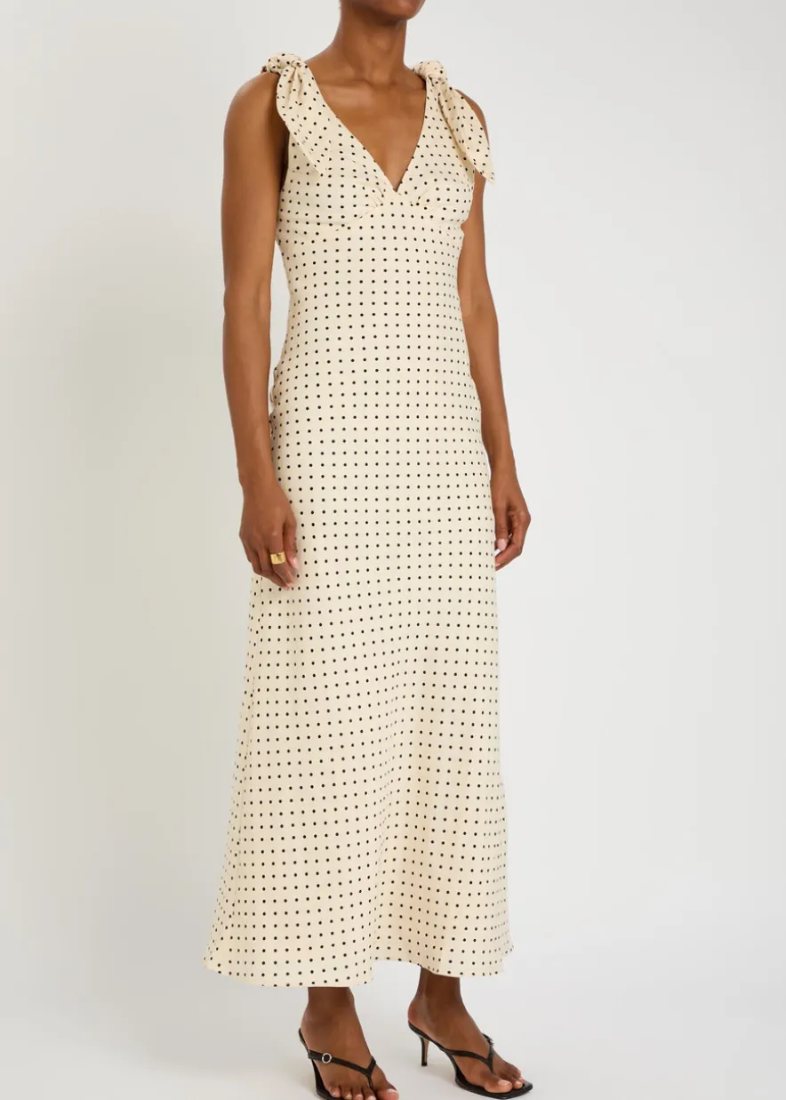 Solana polka dot linen maxi dress