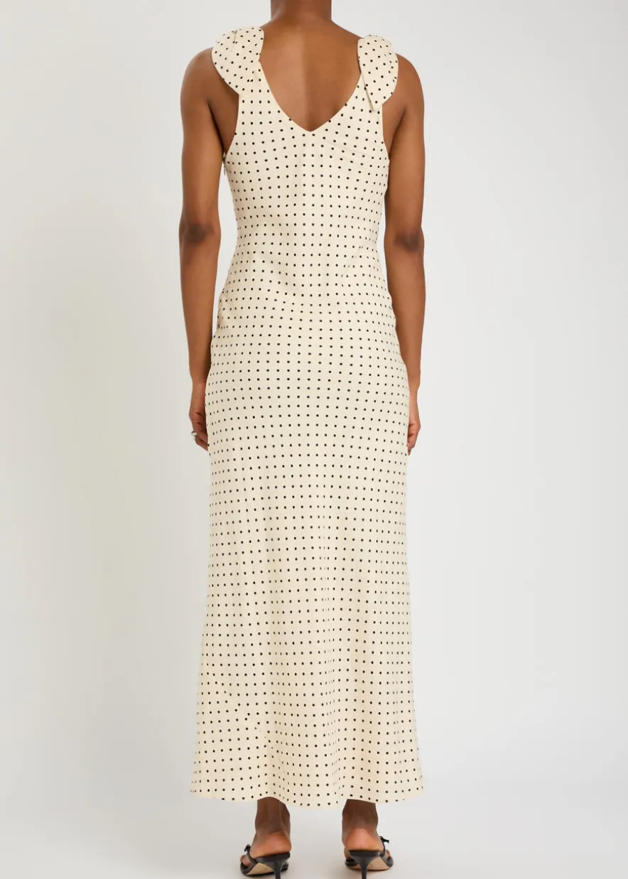 Solana polka dot linen maxi dress