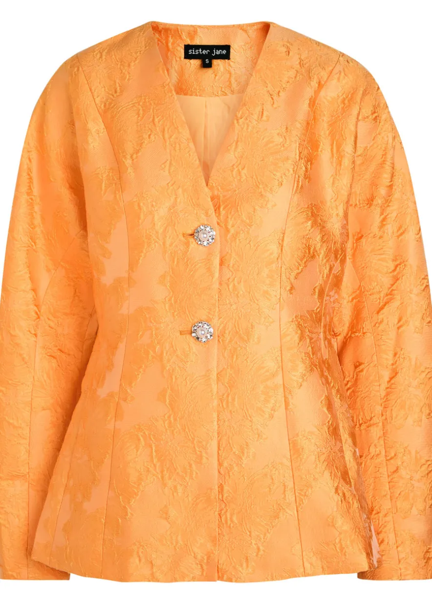 Sol floral-jacquard cloqué blazer