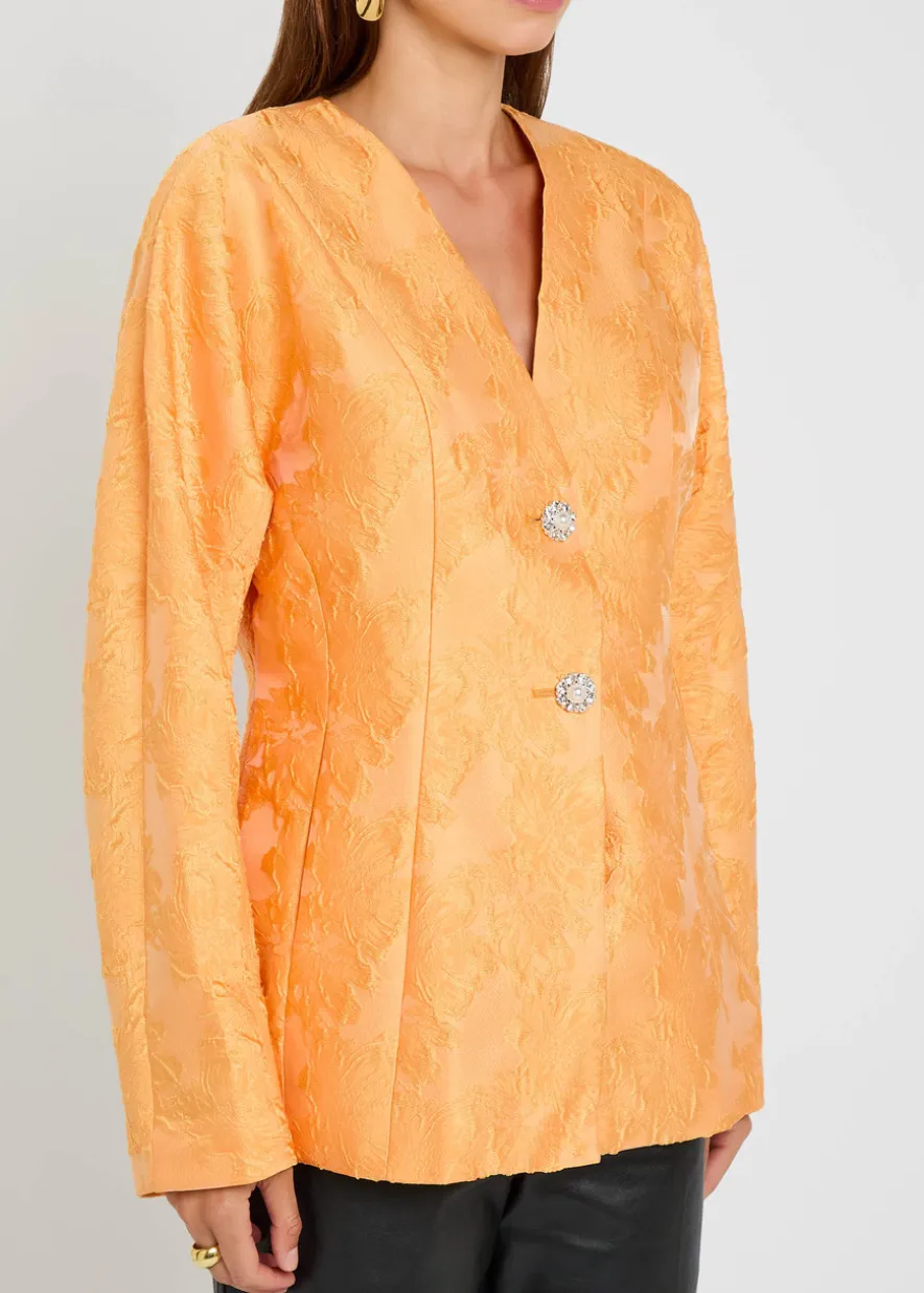 Sol floral-jacquard cloqué blazer
