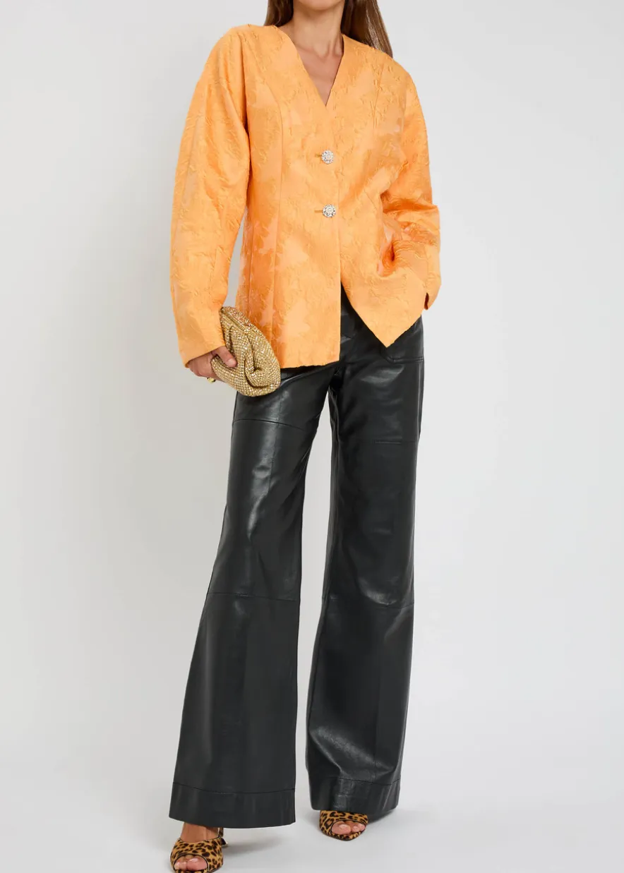 Sol floral-jacquard cloqué blazer