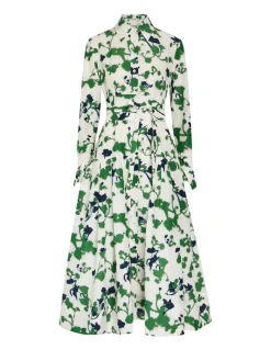Sono printed cotton and silk-blend midi shirt dress