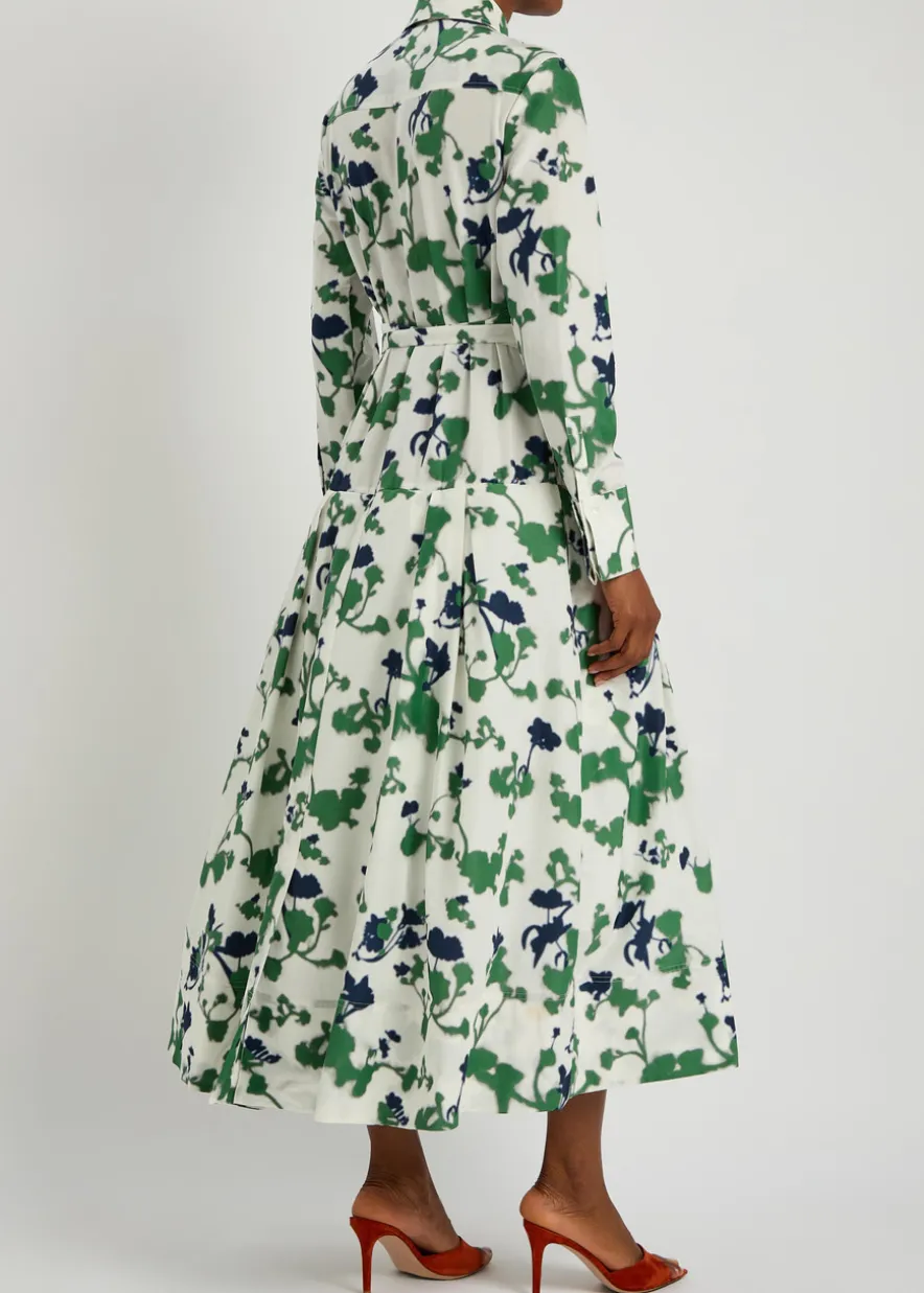 Sono printed cotton and silk-blend midi shirt dress
