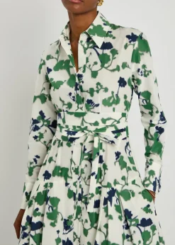 Sono printed cotton and silk-blend midi shirt dress