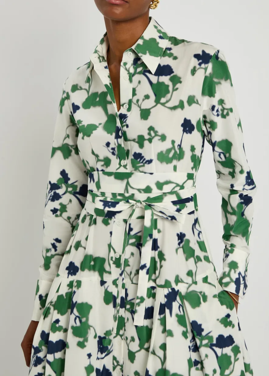 Sono printed cotton and silk-blend midi shirt dress