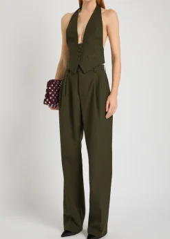 Soprano pleated straight-leg woven trousers