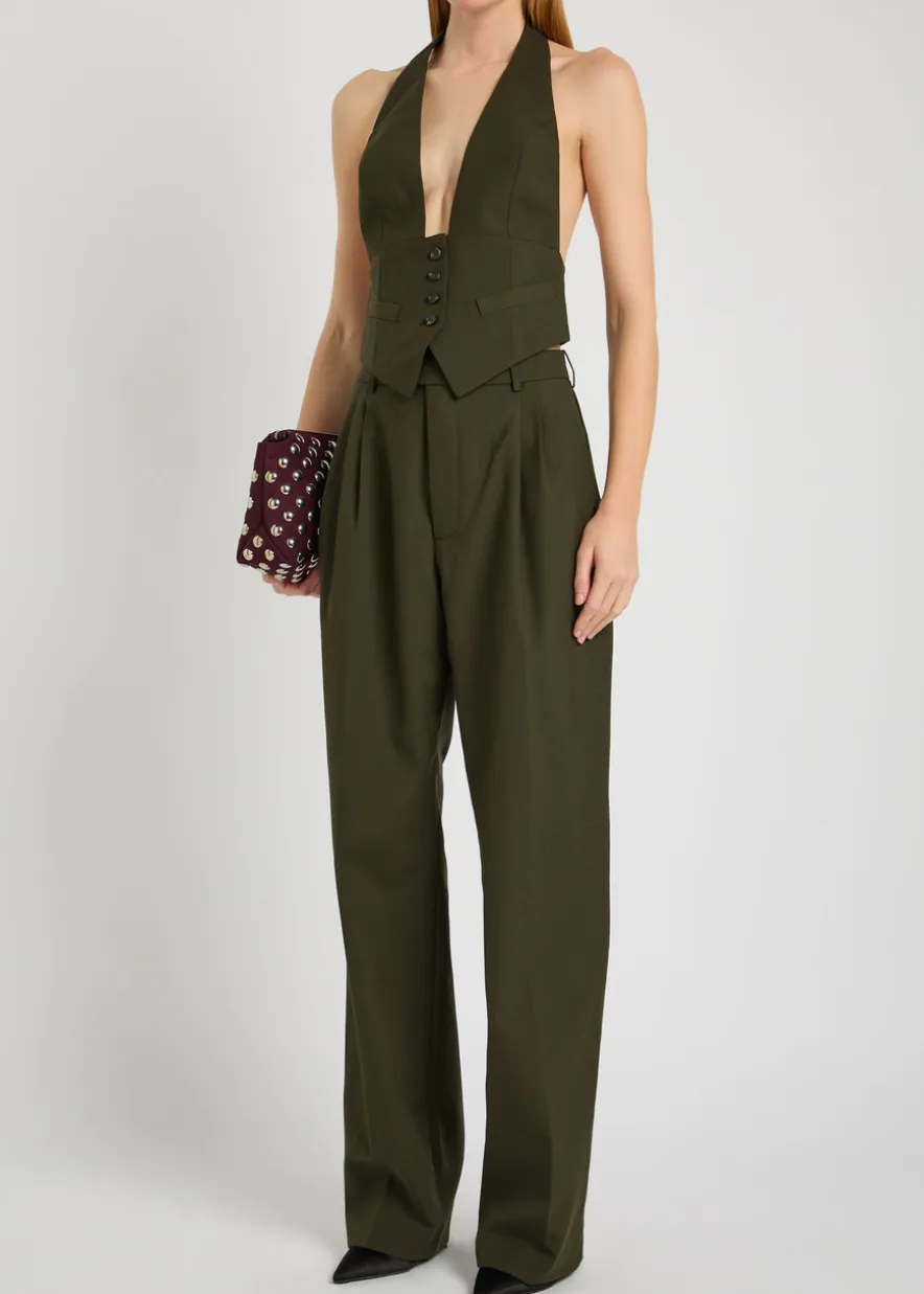 Soprano pleated straight-leg woven trousers