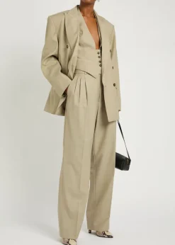 Soprano pleated straight-leg woven trousers