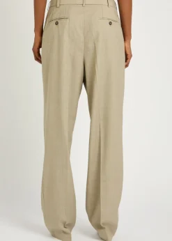 Soprano pleated straight-leg woven trousers