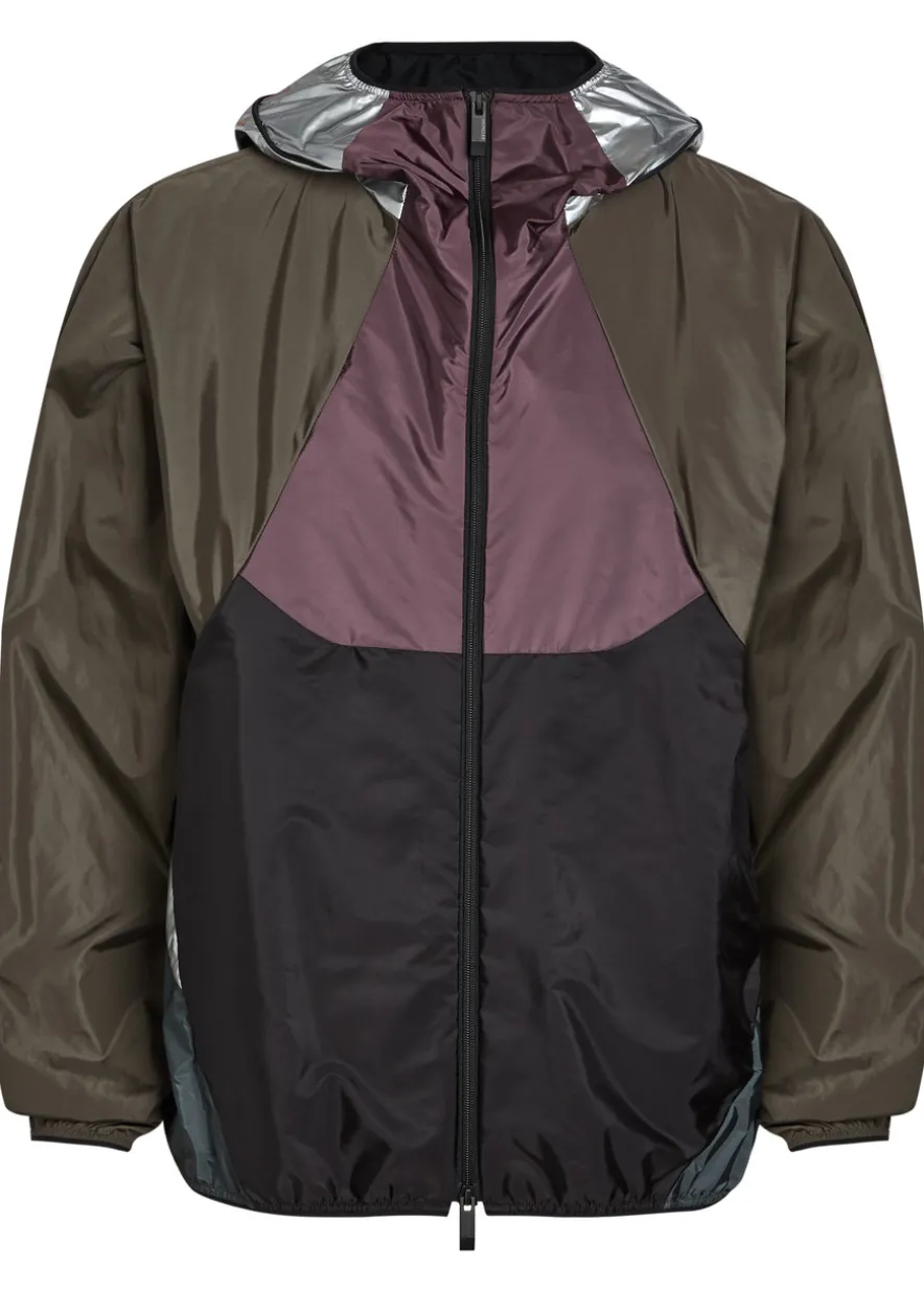 Sormiou packable hooded nylon windbreaker jacket