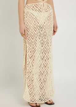 Soul open-knit cotton maxi skirt