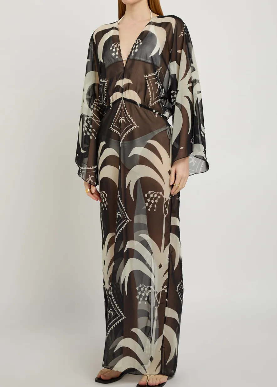 Spiritual Healers patterned georgette maxi kaftan