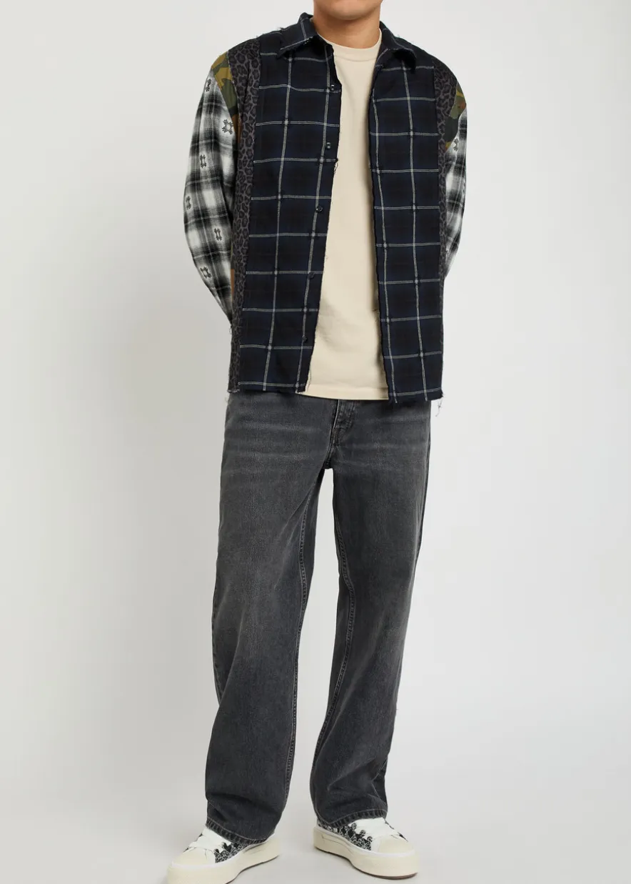 Spliced Quad patchwork cotton shirt