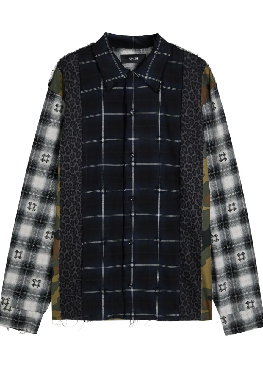 Spliced Quad patchwork cotton shirt
