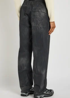 Sprayed straight-leg nylon trousers