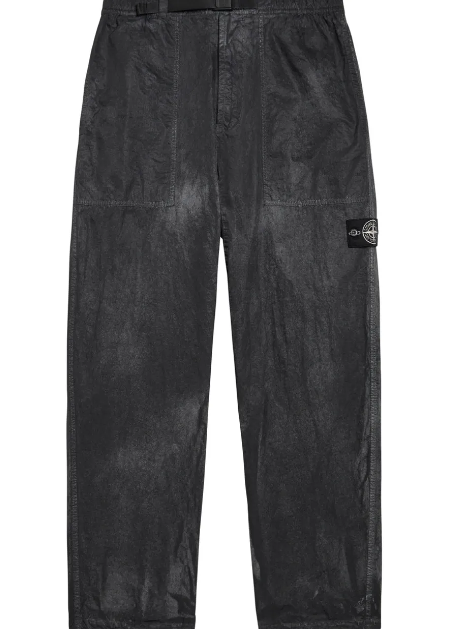 Sprayed straight-leg nylon trousers