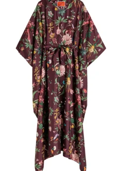 Square belted printed silk kaftan dress