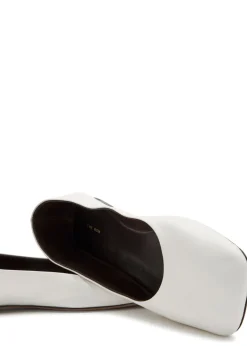 Square grained-leather ballet flats