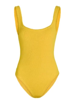 Square-neck crinkle swimsuit