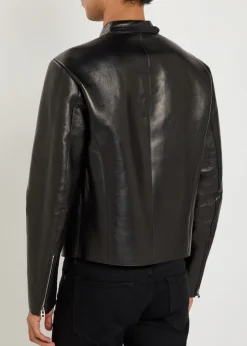Stand-collar Leather biker jacket