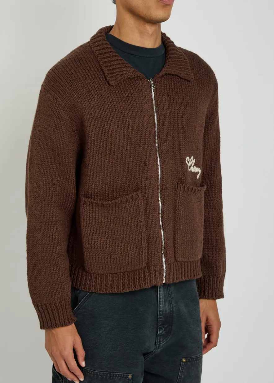 1 Star embroidered cotton-knit jacket