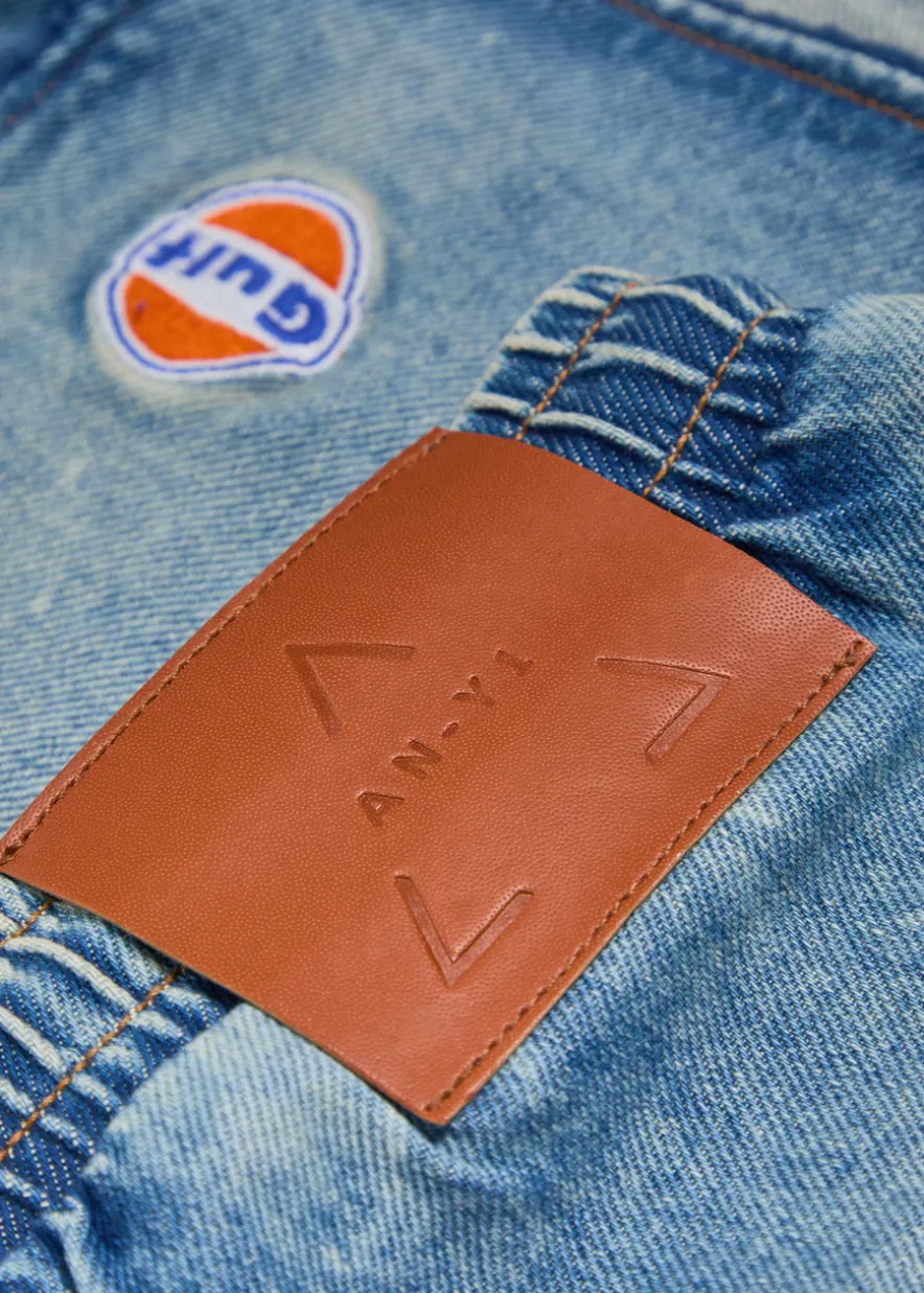 Star logo-embroidered stretch-denim shorts