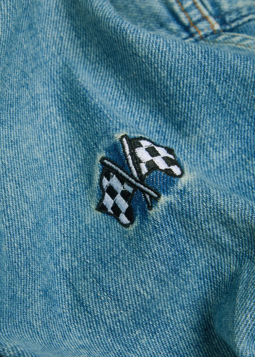 Star panelled stretch-denim jacket
