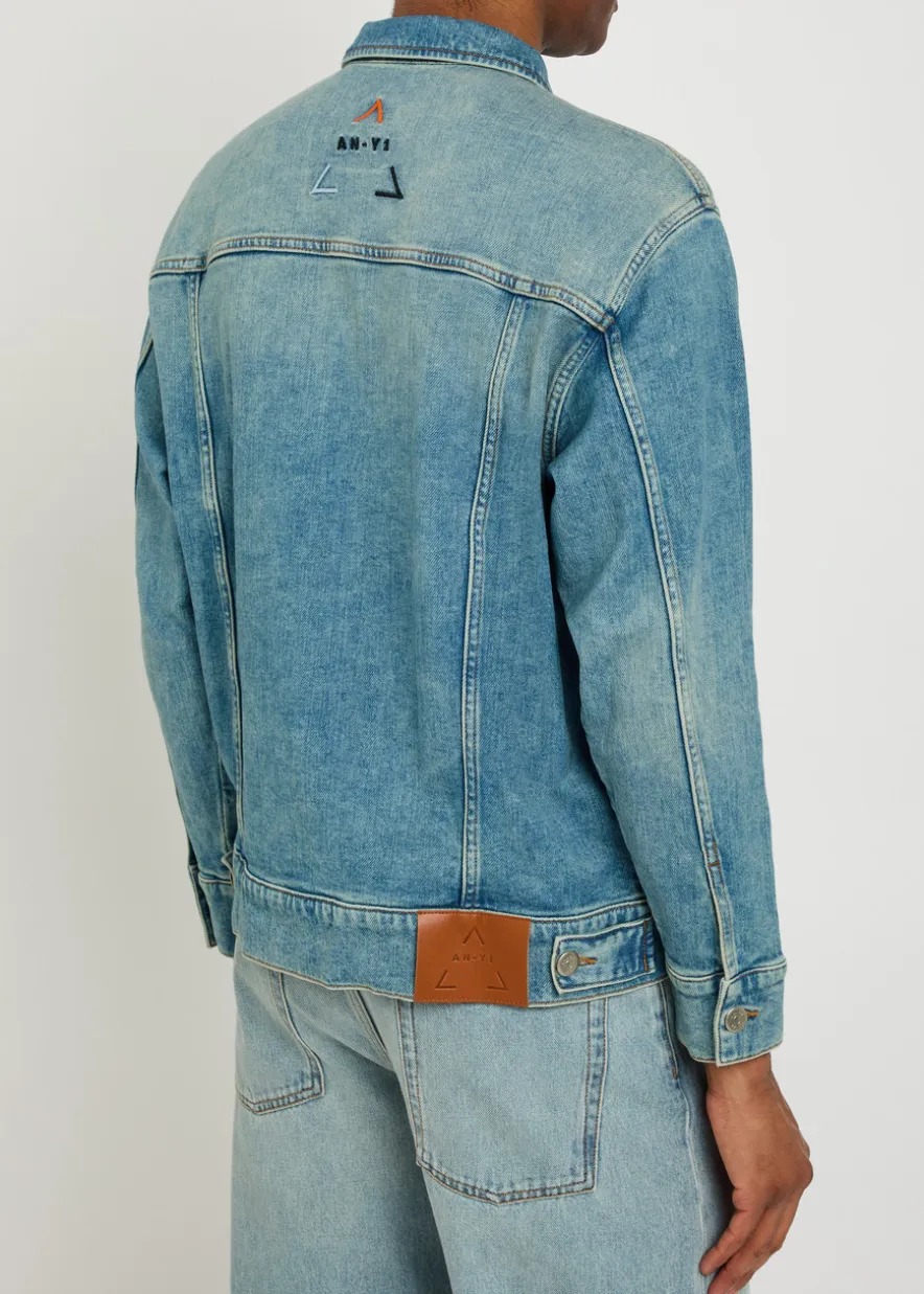 Star panelled stretch-denim jacket