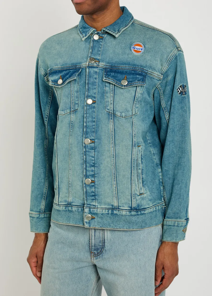 Star panelled stretch-denim jacket