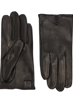 Statement perforated leather gloves