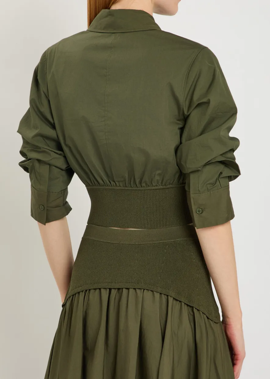 Stiles cotton-poplin cropped shirt