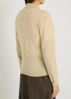 Stitch-detail wool-blend cardigan