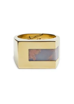 Stone-embellished brass ring