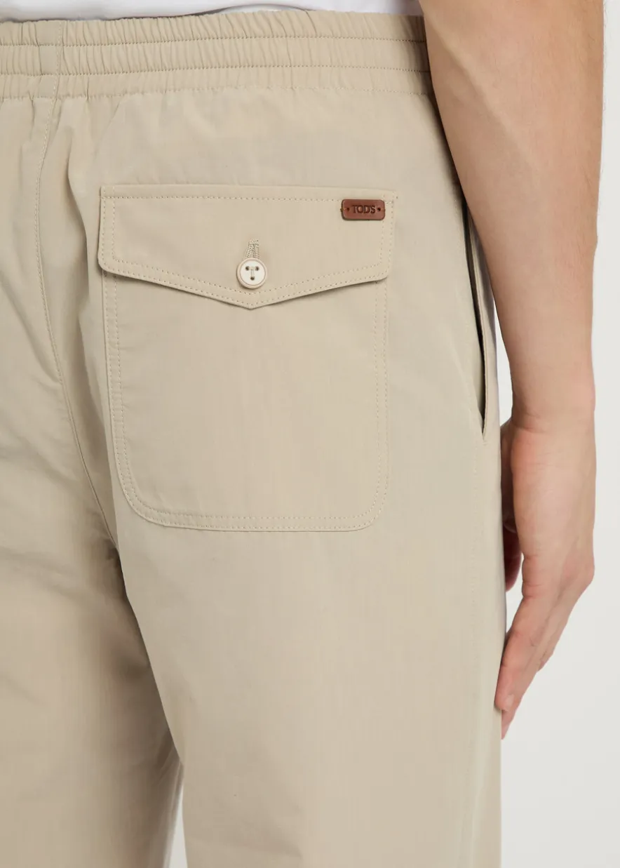 Straight-leg cotton-blend trousers