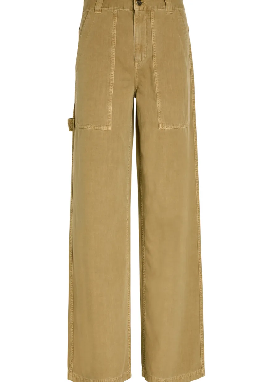 Straight-leg cotton-twill trousers