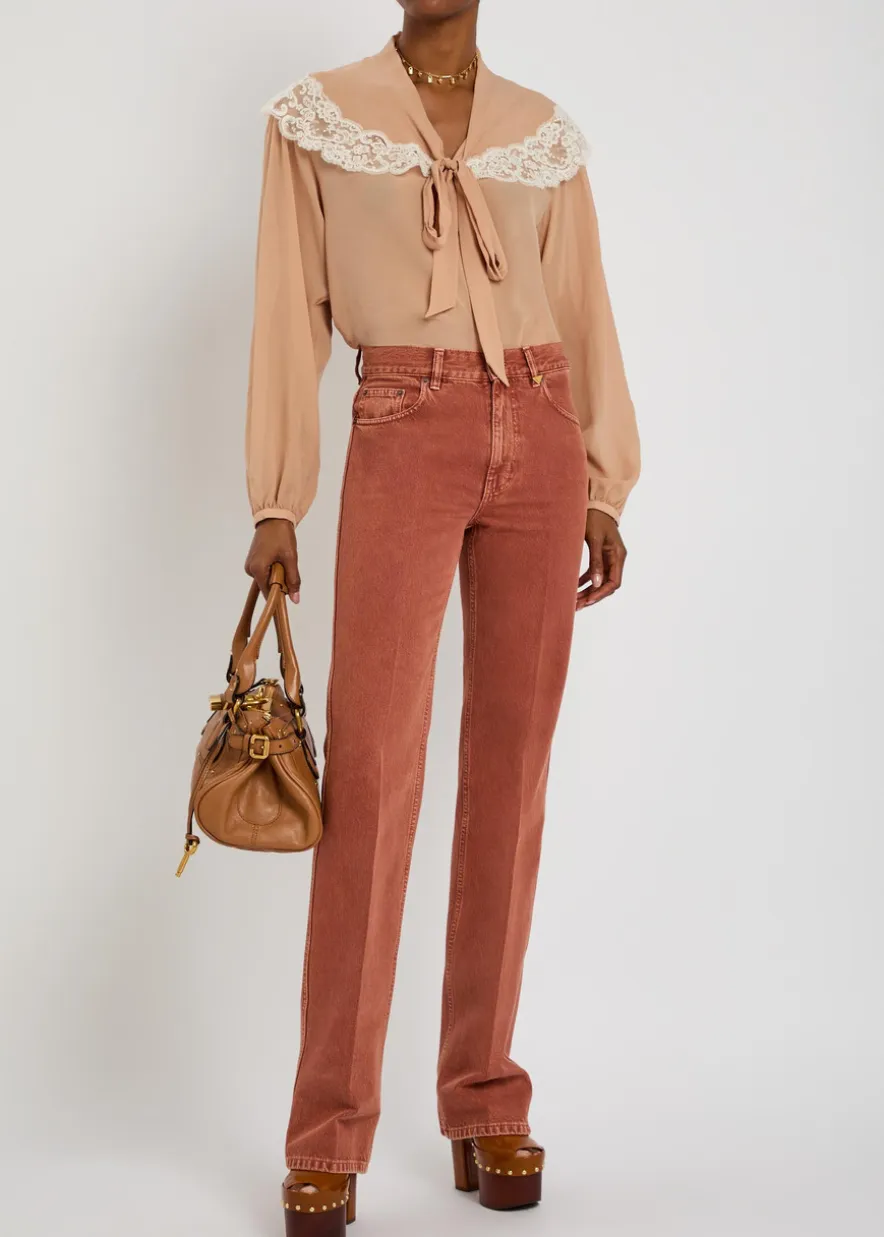 Straight-leg denim jeans