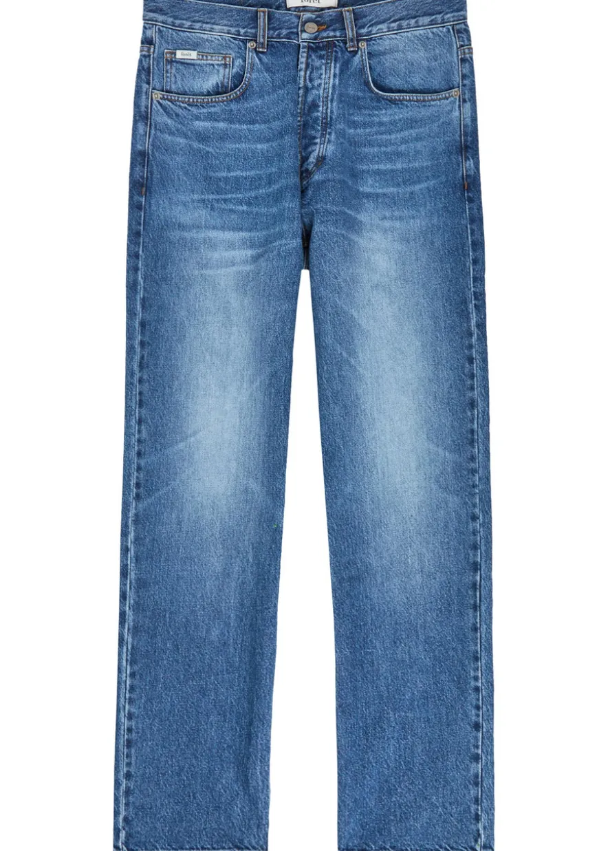 Straight-leg denim jeans