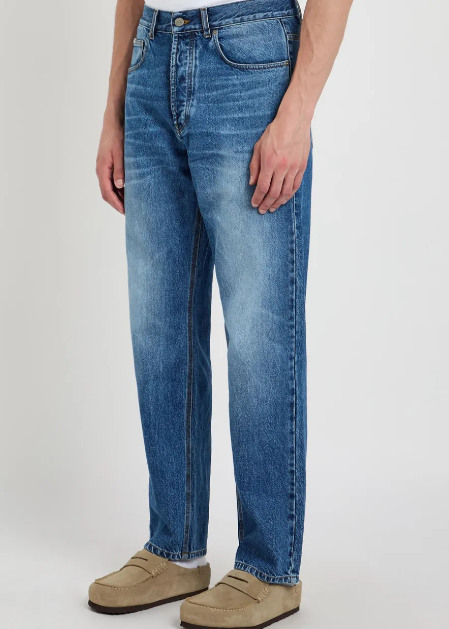 Straight-leg denim jeans
