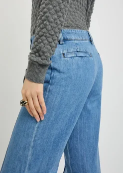 Straight-leg denim trousers