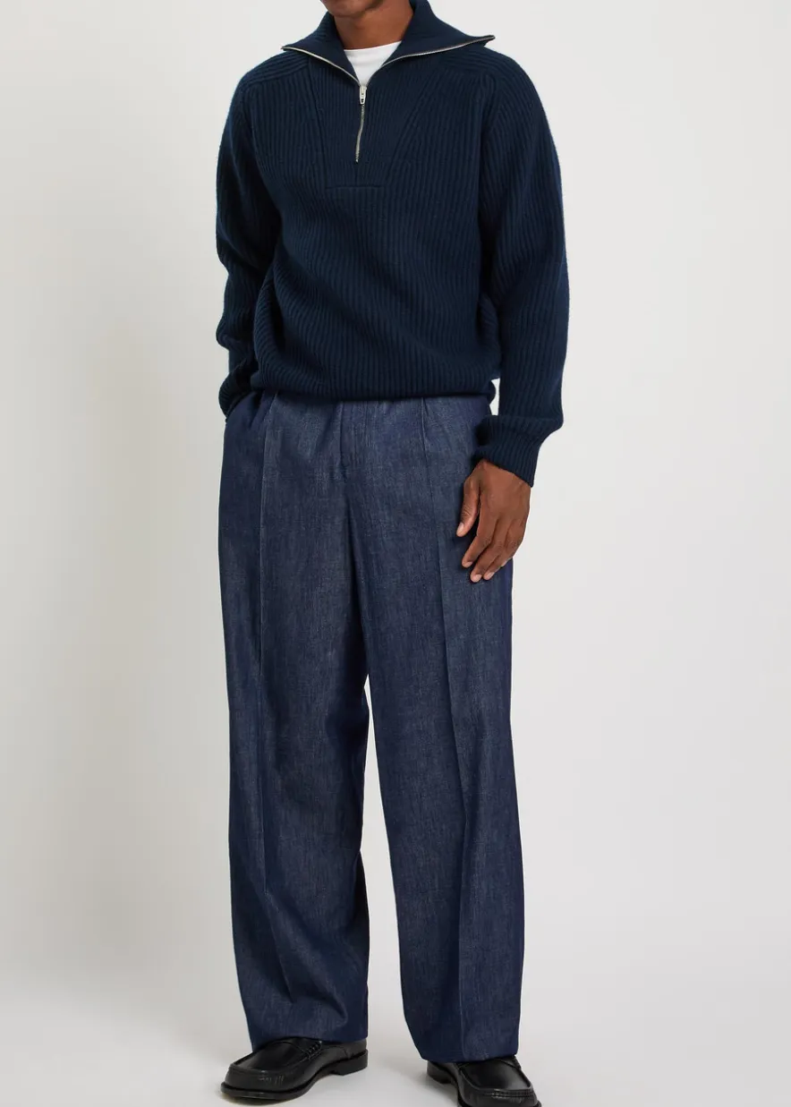 Straight-leg denim trousers