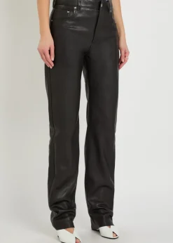 Straight-leg leather trousers