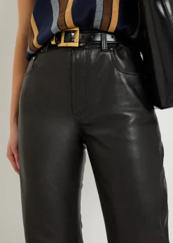 Straight-leg leather trousers
