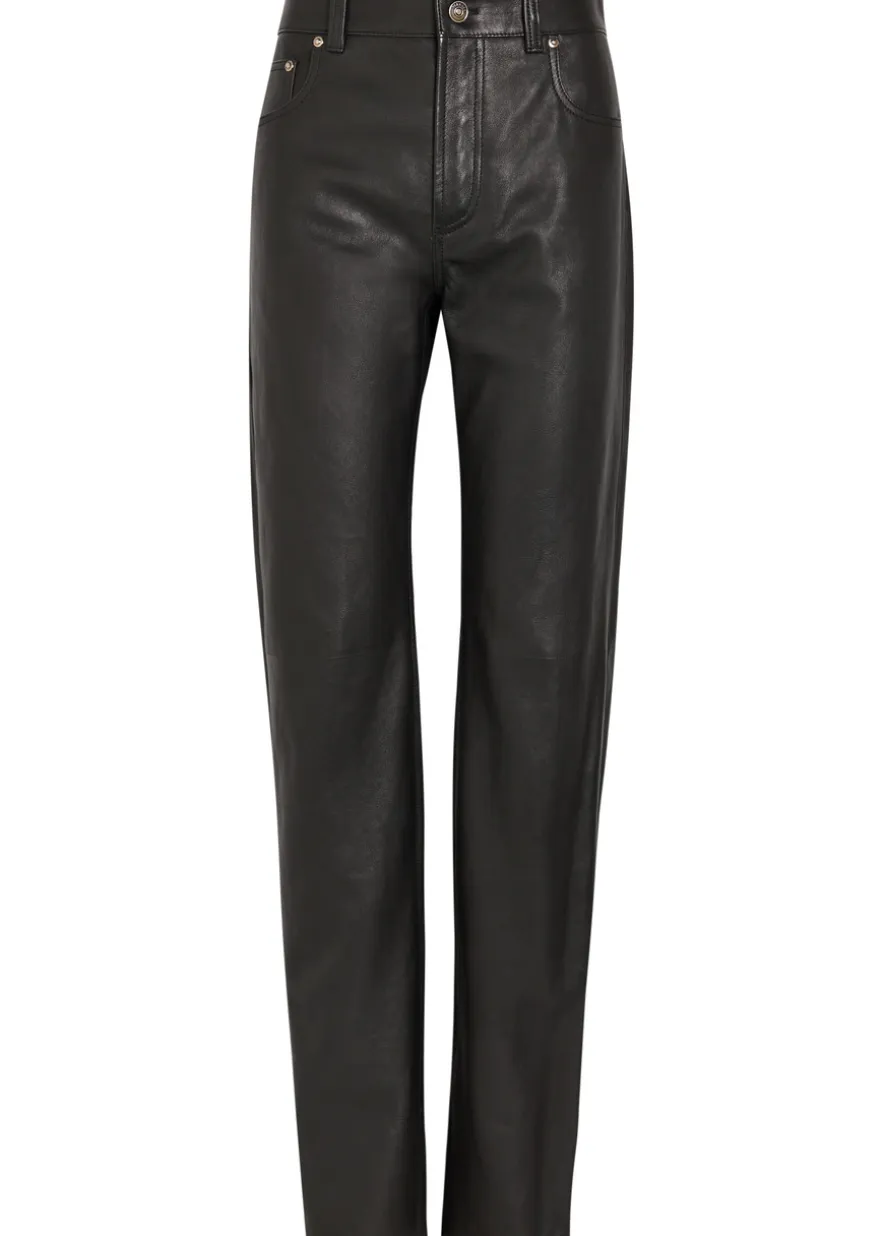 Straight-leg leather trousers