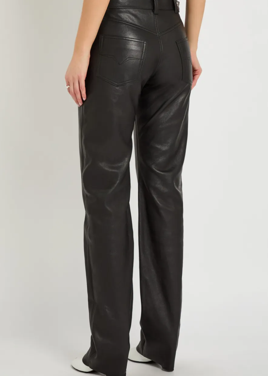 Straight-leg leather trousers