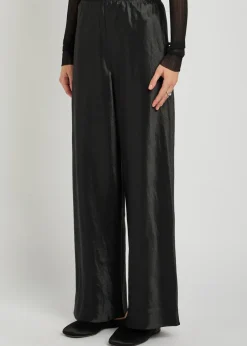Straight-leg satin trousers