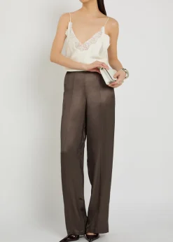 Straight-leg satin-twill trousers