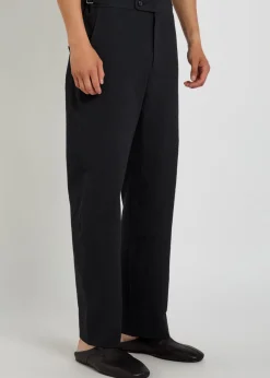 Straight-leg seersucker trousers