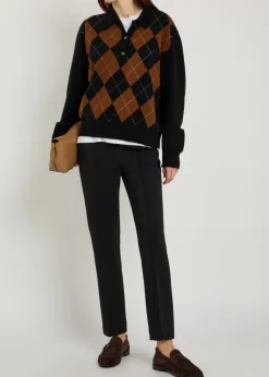 Straight-leg stretch-crepe trousers